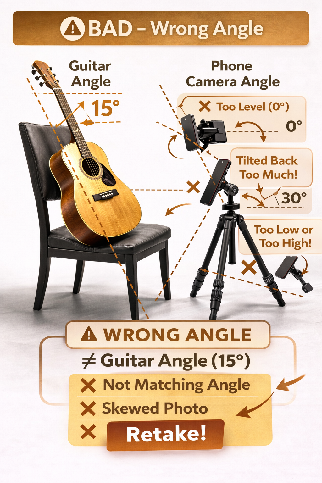 Phone angle example showing parallel vs tilted capture